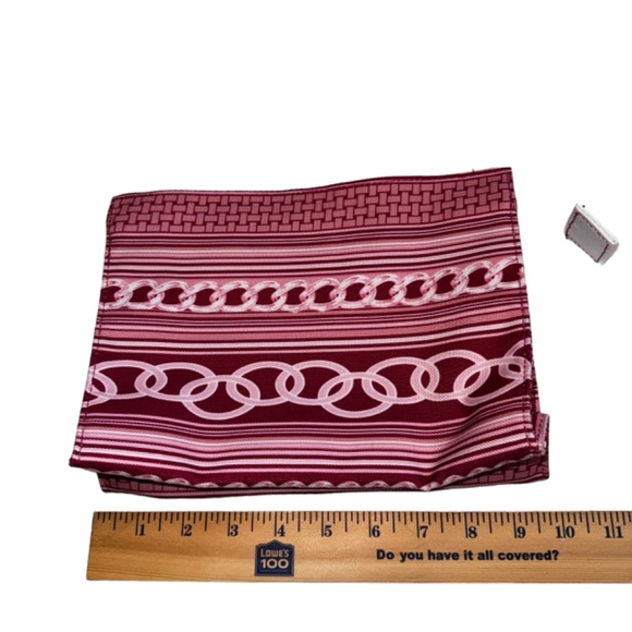 Clinique Pink White Makeup Bag Cosmetic Zipper Stripes Links Travel - Picture 3 of 5